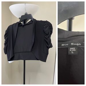 Black, short sleeve cardigan